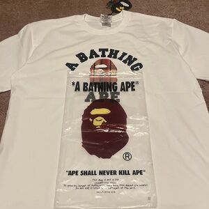 Bape White Graphic Short Sleeve Tee send best offer